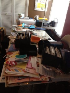 Messy scrapbook table